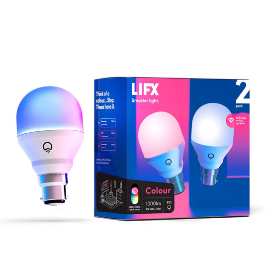 2 Pack LIFX Colour 1000 WiFi LED Light Bulb B22