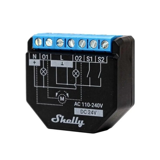 Shelly Plus 2PM Smart Home Double Relay Switch, Black & Plus 1